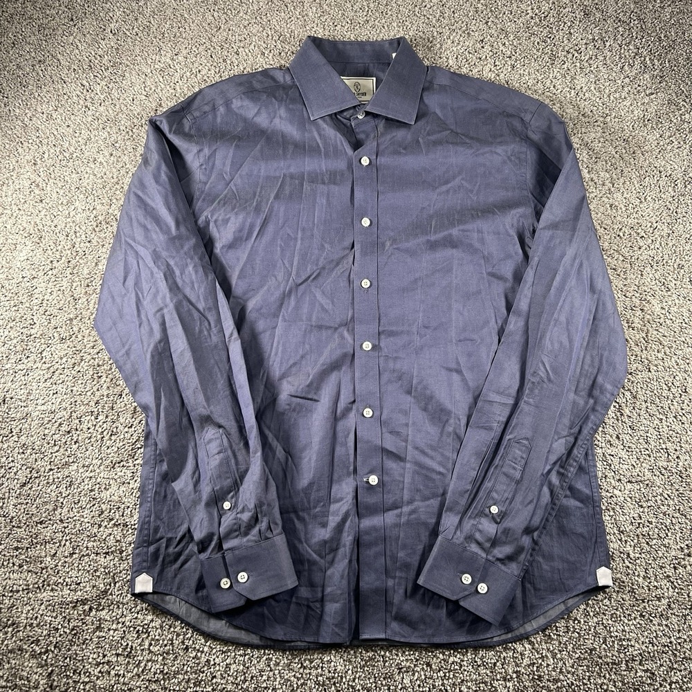 Todd Snyder Shirt Mens 17 36-37 Large Chambray Like Tailored Quality Long Sleeve